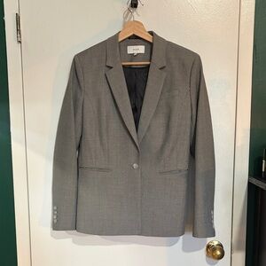 Reiss Gray Single-Button Notch Lapel Blazer and matching skirt